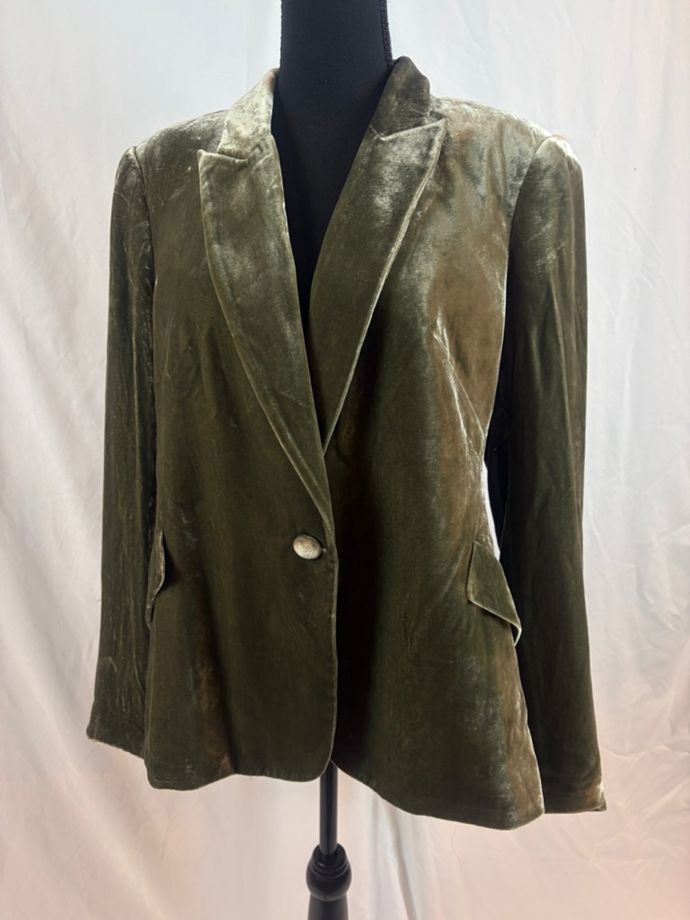L'AGENCE Olive Velvet Single-Button Blazer - Picture 2 of 13